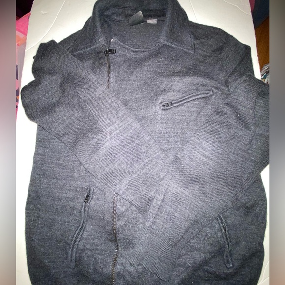 Armani Exchange A/X ASYMETRIC ZIPPERED SWEATER Medium Black Full Zip BB-7 - Picture 4 of 5